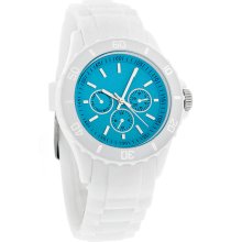 Fichele Ladies Fashion 3-eye Blue Dial White Rubber Band Quartz Watch ZRT8022