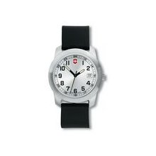 Field Watch With Small Silver Dial & Black Synthetic Strap