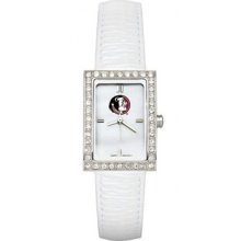 Florida State Seminoles Ladies Allure Watch White Leather Strap LogoArt