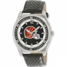 Football Watches - Men's Stainless Steel Cincinnati Bengals Watch and