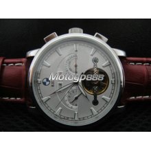 For Bmw Mechanical Chronograph Automatic Leather Men Watch White Tourbillon X3