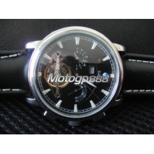 For Bmw Mechanical Chronograph Automatic Leather Men Watch Black Tourbillon X5