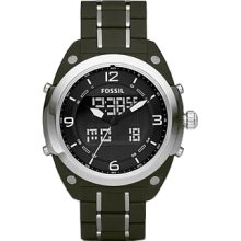 Fossil Gentleman's Stainless Steel Explorer Olive Ana-Digi Watch