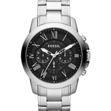 Fossil 'Grant' Chronograph Bracelet Watch, 44mm Silver/ Black