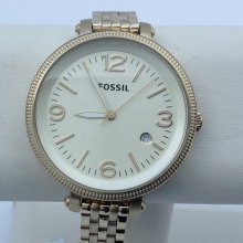 Fossil Ladies Watch Oversized Heather Stainless Steel Gold Tone Es3192 Date