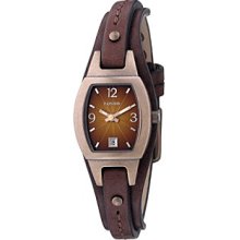 Fossil Marjorie Three Hand Cuff Leather Watch Brown - JR9760