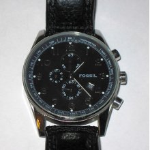 Fossil Men Fs4310 Arkitekt Chronograph Leather Strap Black Dial Watch Very Nice