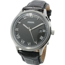 Fossil Menâ€™s Angel Black Leather Watch Fs4746 With Date With Tin Box