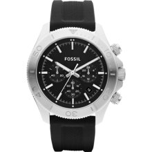 Fossil Men's Retro Traveler CH2851 Black Silicone Analog Quartz Watch with Black Dial