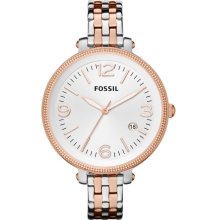 Fossil Womens Heather Analog Stainless Watch - Two-tone Bracelet - Silver Dial - ES3215