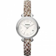 Fossil Women's Heather ES3195 Brown Leather Quartz Watch with White Dial