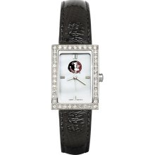 Fsu seminoles women's allure black leather strap watch