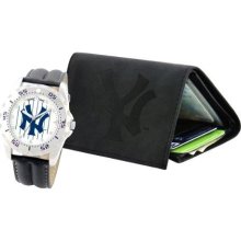 Game Time Black Mlb-Wwg-Ny3 Mlb-Wwg-Ny3 New York Yankees Watch And Wallet Gift Set