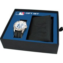 Game Time New York Yankees Watch and Tri-Fold Wallet - Black Black