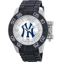 Game Time Watch, Mens New York Yankees Black Polyurethane Strap 47mm M