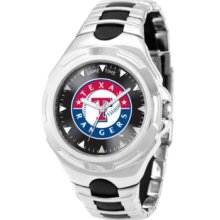 Game Time Watch, Mens Texas Rangers Black Rubber and Stainless Steel B