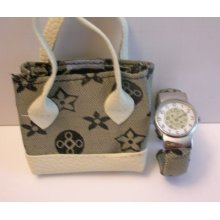 Geneva Gray Bangle Watch and Matching Purse 40014016