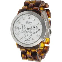 Geneva Platinum 9150S Women's Decorative Chronograph-style Tortoise