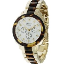 Geneva Platinum 9151 Women's Rhinestone Decorative Chronograph Link W