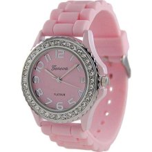 Geneva Platinum Women's 6886.PNK Pink Silicone Quartz Watch with ...