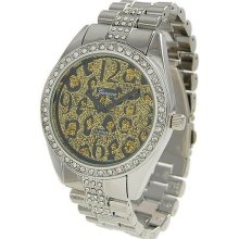 Geneva Platinum Women's Rhinestone Cheetah Link Watch