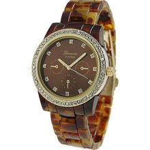 Geneva Tortoise Shell Look Ladies Dress Watch ...