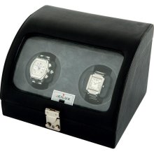 Genuine Black Leather Double Watch Winder