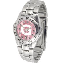 Georgetown Hoyas Ladies Sport Watch with Steel Band and Mother of Pearl Dial