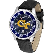 Georgia Tech Yellow Jackets Competitor AnoChrome Men's Watch with Nylon/Leather Band and Colored Bezel