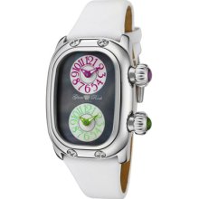 Glam Rock Watches Women's Monogram Dual Time Black MOP Dial White Genu