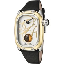 Glamrock Women's Monogram Citrine Garnet (1.18 Ctw) Black Genuine Saff