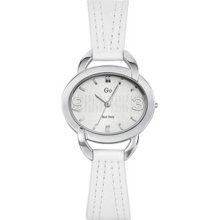 GO Analog Quartz Oval White Dial Calfskin Strap Watch ...