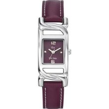 GO Classic Square Purple Dial Calfskin Leather Watch ...