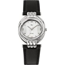 GO Quartz Black Calfskin Bracelet White Dial Watch ...