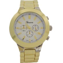 Gold And Clear Acrylic Case Geneva Watch For Women