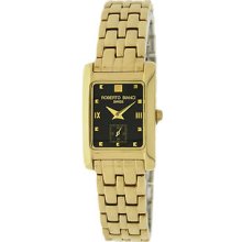 Gold Plated Women's Watch With Black Face Roberto Bianci Brand-1810lg-blk