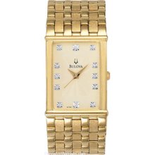 Gold-Tone Bulova Mens 12 Diamond Dress Watch Champagne Dial 97F52