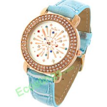 Good Jewelry + Crystal Plated Quartz Wrist Watch - Blue Wristband