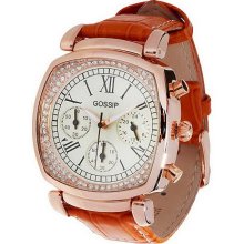 Gossip Rosetone Multi-Function Leather Strap Watch - Orange - One Size