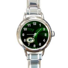 Green Bay Packers Round Italian Charm Watch 01