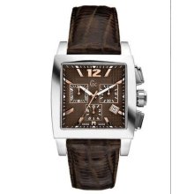 Guess Collection Ss Gc Chrono Men Brown Croc Leather Strap Watch I35005g3