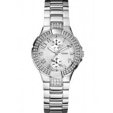 Guess Ladies U12003l1 Crystals Steel Watch Fresh Piece In Stock