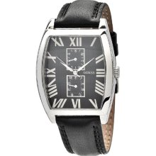 Guess Men's Quartz Watch With Black Dial Analogue Display And Black Leather Strap W85066g1