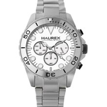 Haurex Italy 0k374uww Silver Dial Silver Aluminum Chronograph Watch