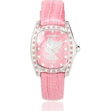 Hello Kitty CT.7094SS/37 Gemstone Pink Dial Leather Watch - Pink - Leather - One Size