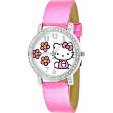 Hello Kitty Pink Flower Rhinestone Strap Watch