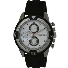 Henley Decorative Multi-Dial Men's Sports Quartz Watch With White Dial Analogue Display And Black Silicone Strap H02059.1