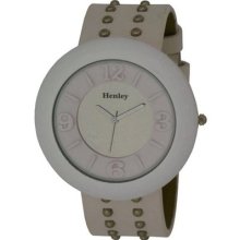 Henley Glamour Ladies White Mirror, Studded Watch