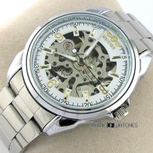 High End Automatic Mechanical Hollow Skeleton Business Mens Wrist Watch