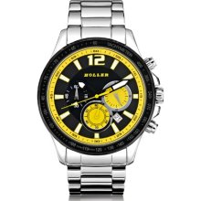 Holler Men's Quartz Watch With Yellow Dial Analogue Display And Silver Stainless Steel Bracelet Hlw2193-2